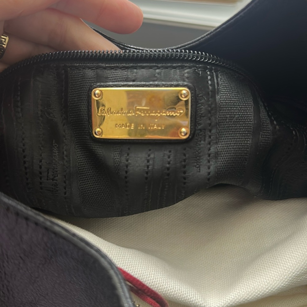 Salvatore Ferragamo Black Satchel with Gold Accents - Picture 4 of 13